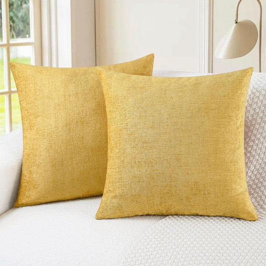 CaliTime Throw Pillow Covers Decorative 16 X 16 Inches Pack of 2 Cozy Soft Chenille Cushion Cases