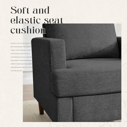 Mid-Century Accent Chair,Modern Linen Fabric Armchair for Living Room,Comfy Upholstered Reading