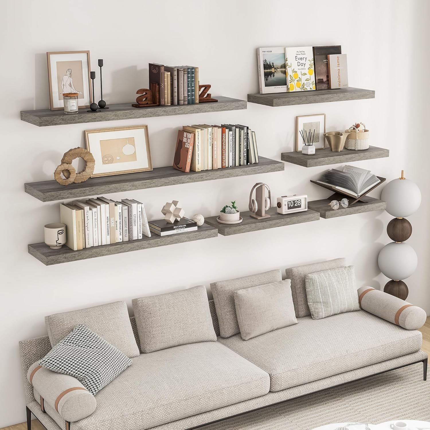 RICHFOCUS 48Inch Floating Shelves for Wall 2 Pack Shelves for Bedroom|Kitchen|Bathroom Wall Mounted