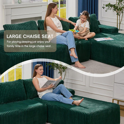 Hobestluk Modular Sectional Sofa Couches 108" L-Shape Couch 3 Seat Modular Sofa Memory Foam