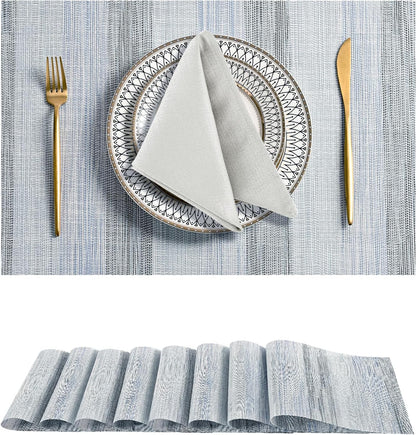 Leetaltree LightSteel Blue Placemats Set of 8 - Heat Resistant Non-Slip Place mats for Dining
