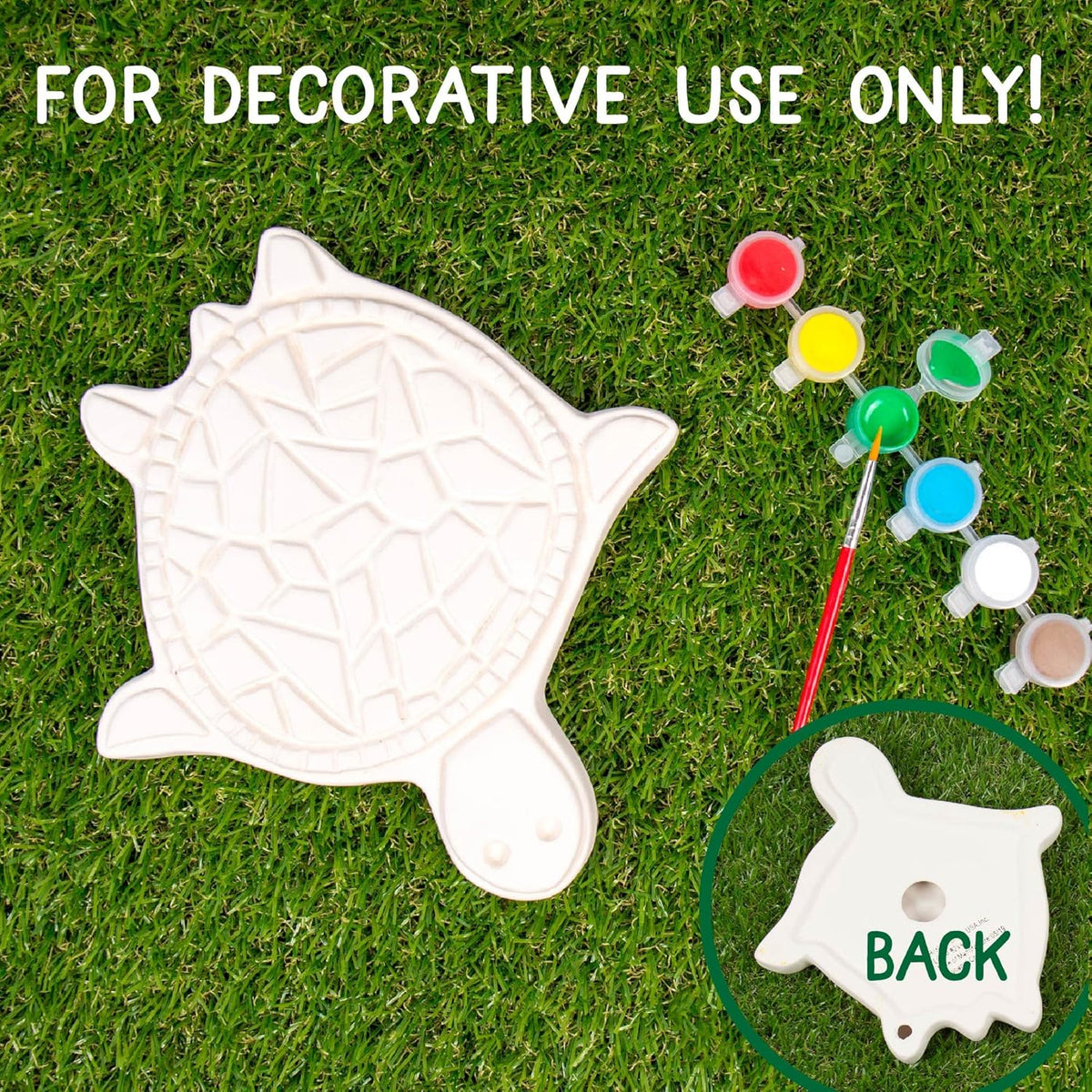 Creative Roots Mosaic Turtle DIY Stepping Stone Kit, Includes Ceramic Stone & 6 Vibrant Paints for