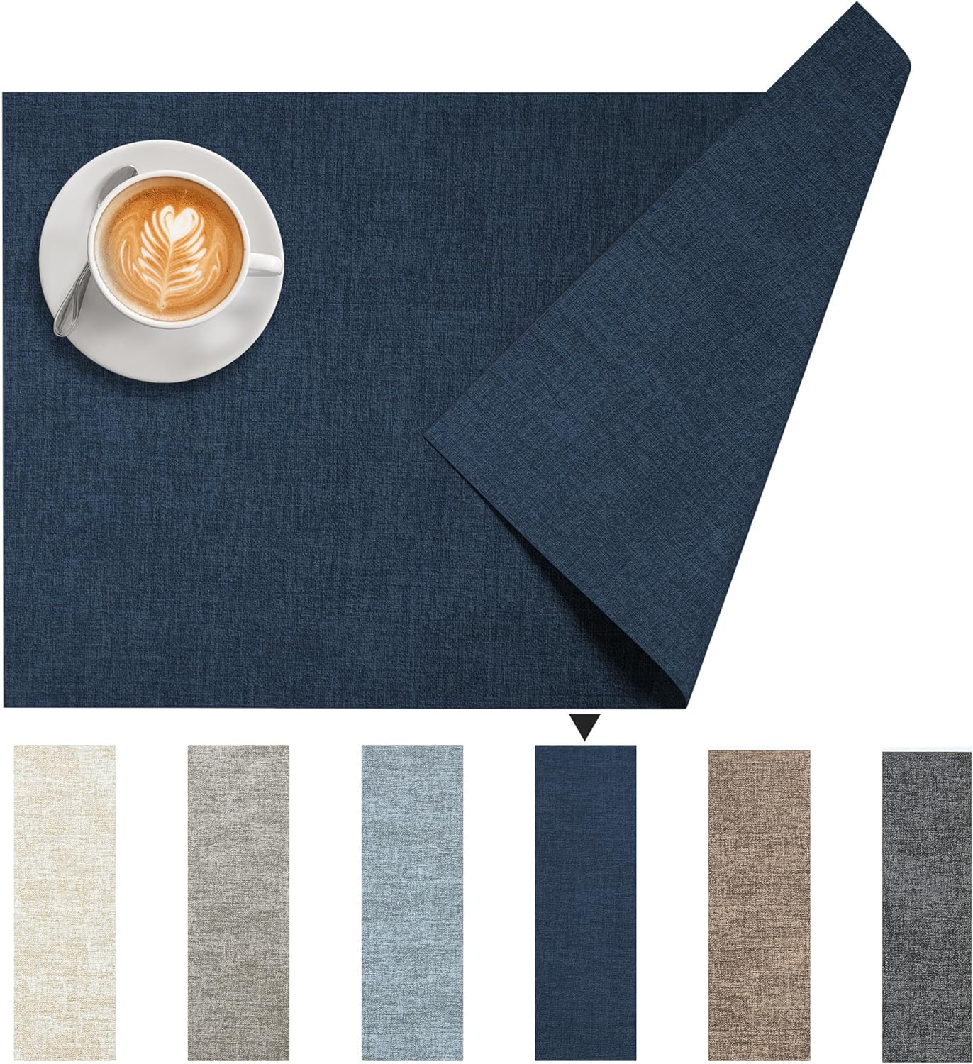 DOLOPL Placemats Set of 12, Reversible Wipeable & Heat Resistant Place Mats, Modern Faux Leather