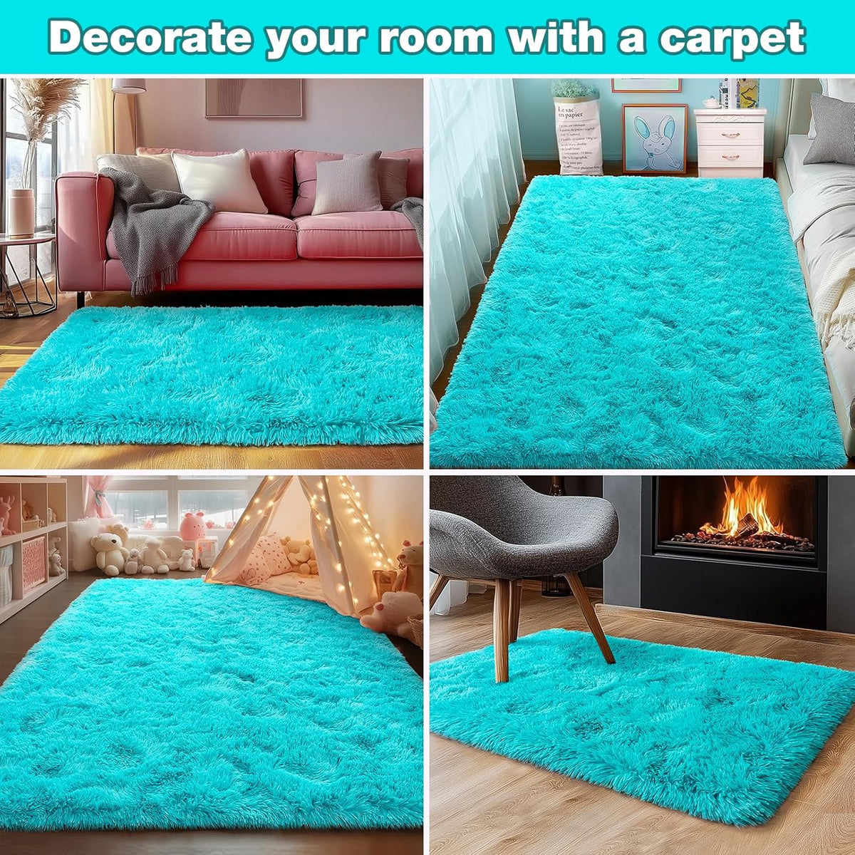 Rezutan Soft Fluffy Rug for Living Room Bedroom, Large Comfy Modern Shaggy Fuzzy for Plush Indoor