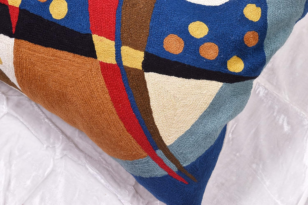 Kandinsky Blue Abstract Pillow Cover | Modern Outdoor Cushions | Mid Century Chair Cushions |