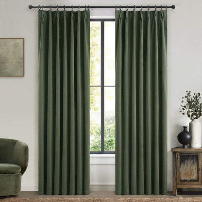 Olive Green Bedroom Curtains 84 Inch Length 2 Panels Set Burg,Pinch Pleated Decorative Blackout