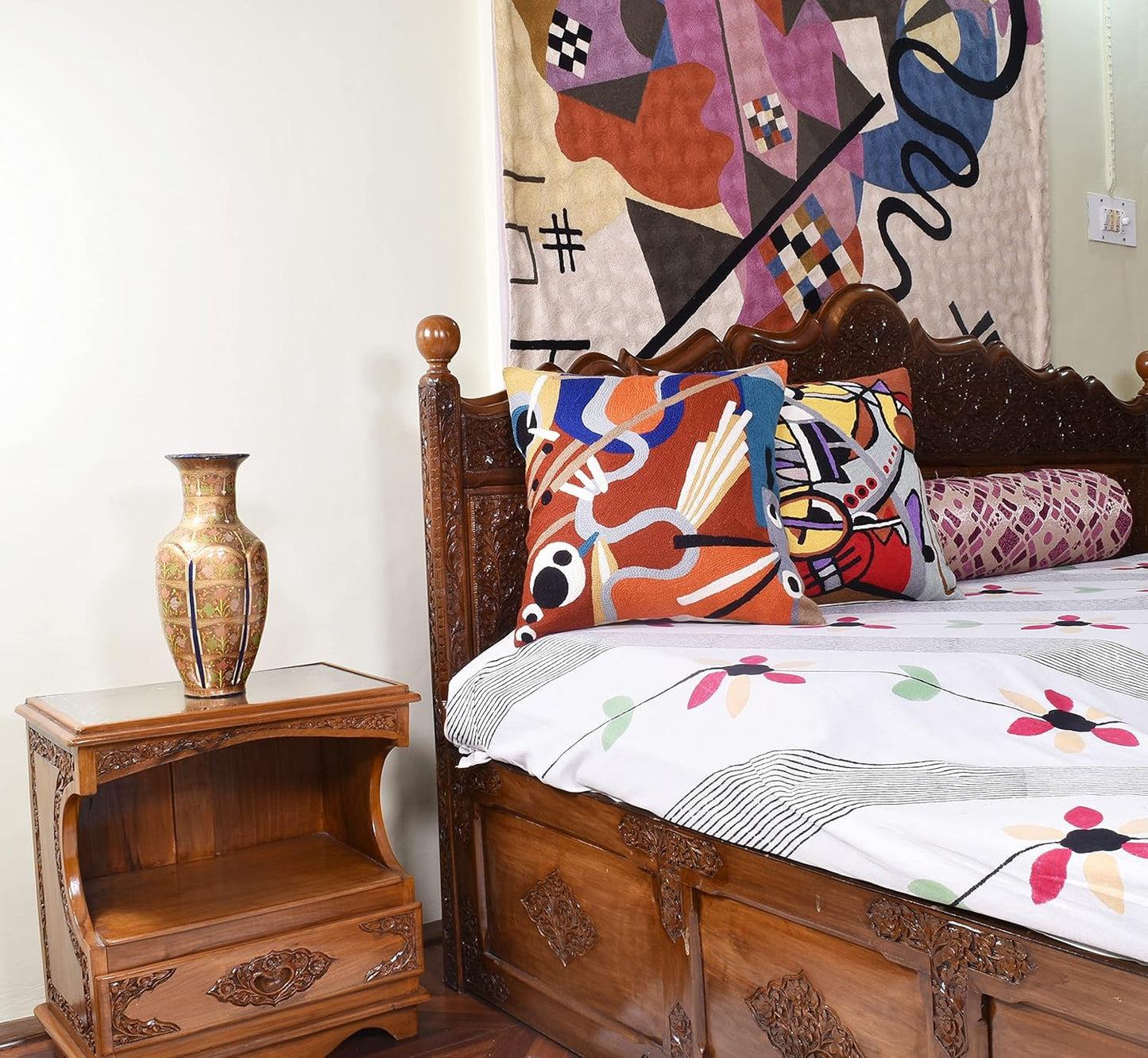 Kandinsky Modern Throw Pillow Cover - Red Intuitive | Abstract Pillow | Modern Couch Pillow|
