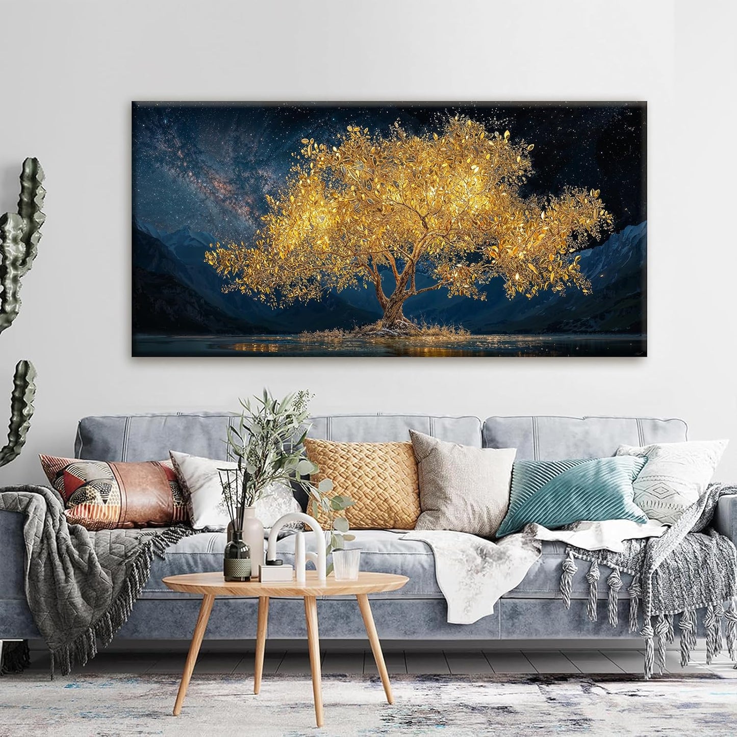 Tsomzxng Canvas Wall Art Decor Modern Large Wall Art For Living Room 29 X 58 Inches Gold Tree Of