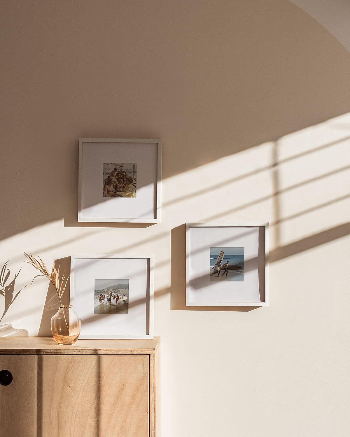 HAUS AND HUES Solid Oak Wood 10”x10” Picture Frames Matted to 5”x5” Set of 3-10x10 Square Picture