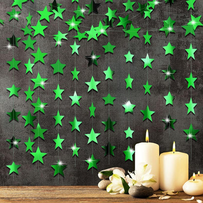 Patelai Glitter Star Garland Banner Decor 130 Feet Star Hanging Bunting Banner Twinkle Backdrop for
