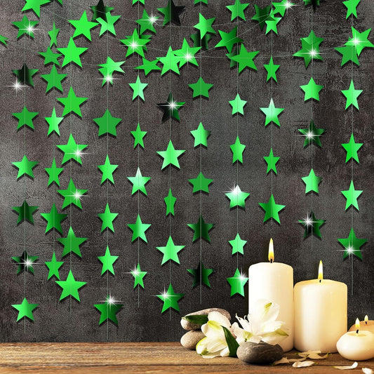 Patelai Glitter Star Garland Banner Decor 130 Feet Star Hanging Bunting Banner Twinkle Backdrop for