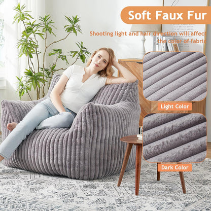 Giant Bean Bag Chairs for Adults with Filling Plush Fluffy Bean Bag Chairs for Teens with Armrests