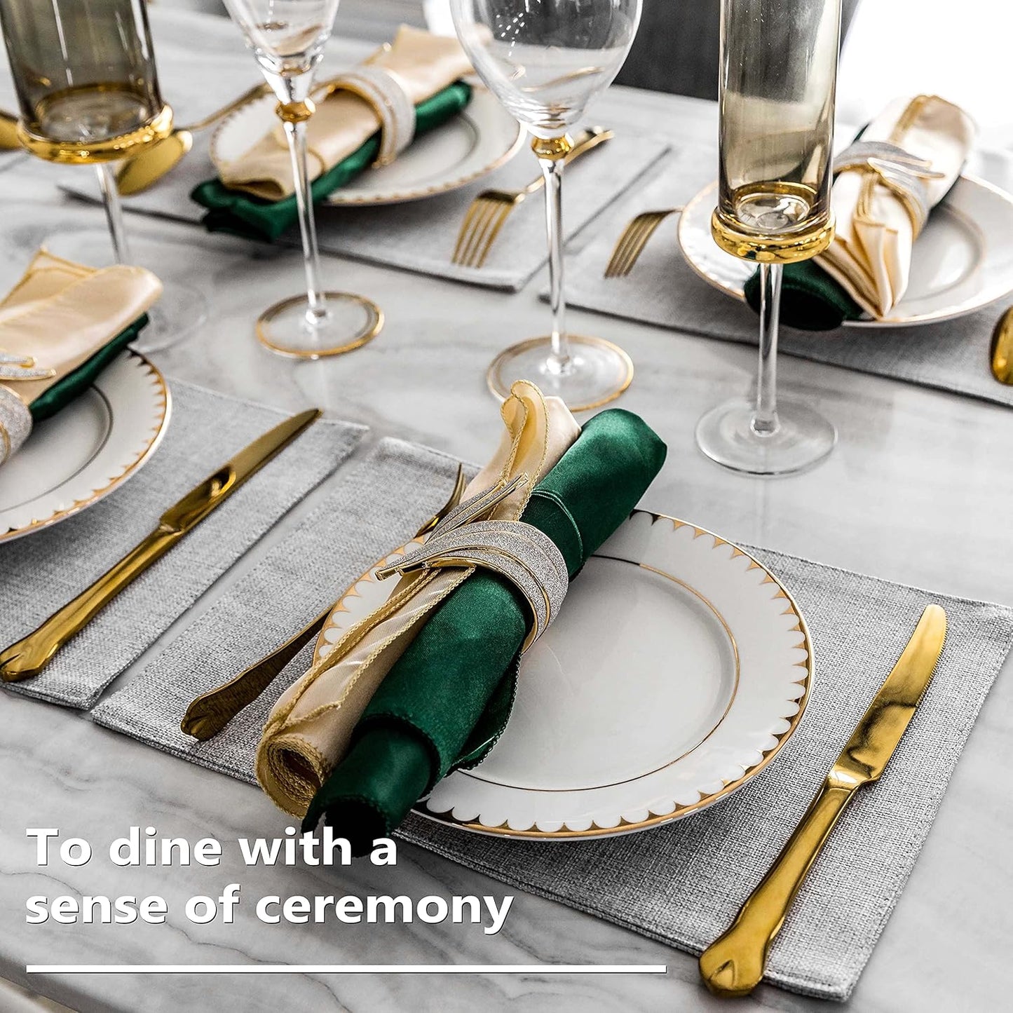 Home Brilliant Cloth Placemats Set of 6 Table Place Mats Light Grey Placemat Easy to Clean Heat