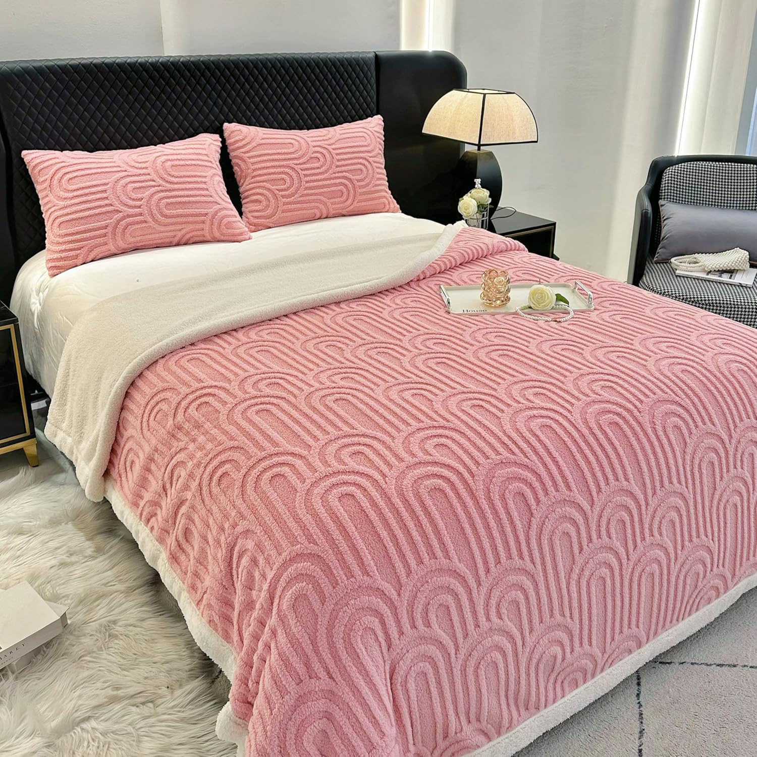 UKELER Sherpa Throw Blanket 60 × 80 inch, Ultra Soft Twin Size Fleece Blanket for All Season, Cozy