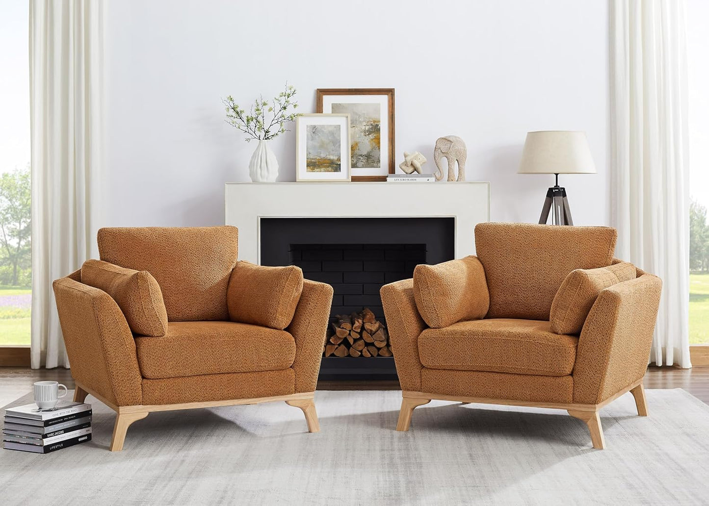 Large-Sized Accent Chair, Thick Cushion Bedroom Reading Chair, Comfortable Living Room Single Sofa，