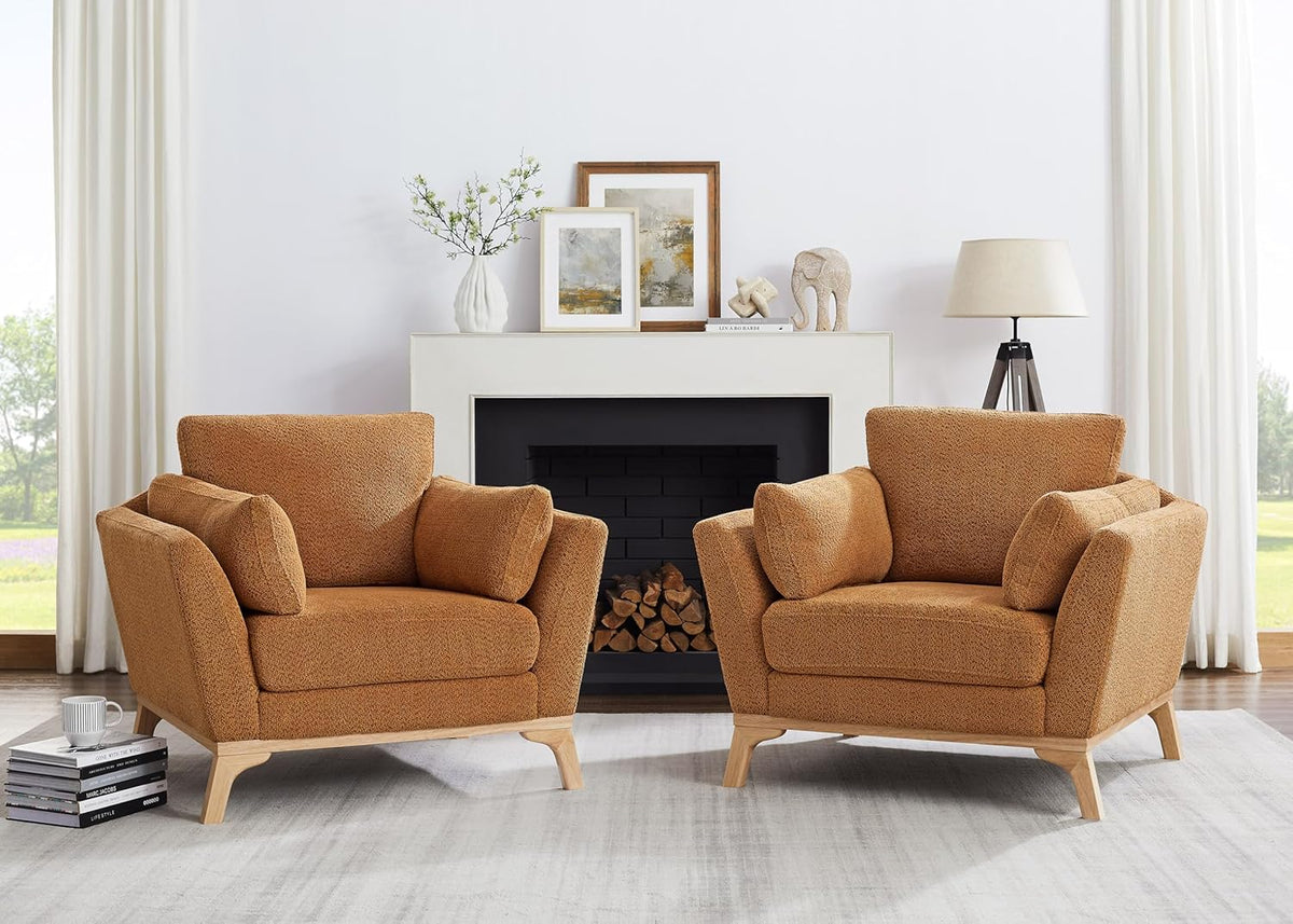Large-Sized Accent Chair, Thick Cushion Bedroom Reading Chair, Comfortable Living Room Single Sofa，