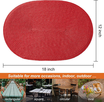 AHHFSMEI Placemats Set of 6 for Dining Table Washable Woven Vinyl Non-Slip 18x12 inches Placemat