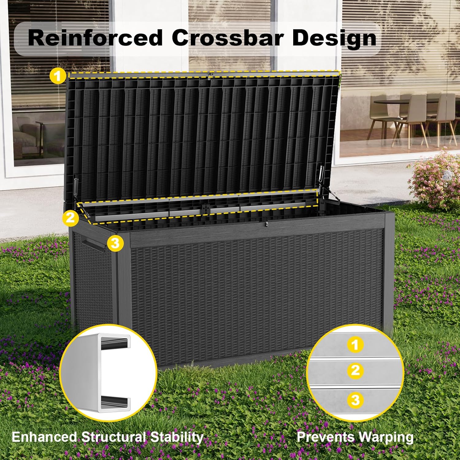 268 Gallon Outdoor Deck Box,Storage Lockable Waterproof Patio Furniture,Garden Tools,Cushions,Pool