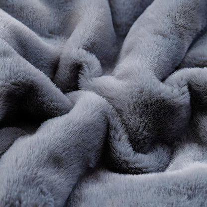 UKELER Soft Faux Fur Throw Blanket 50''x60'' Solid Reversible Shaggy Blanket Plush Thick Fluffy