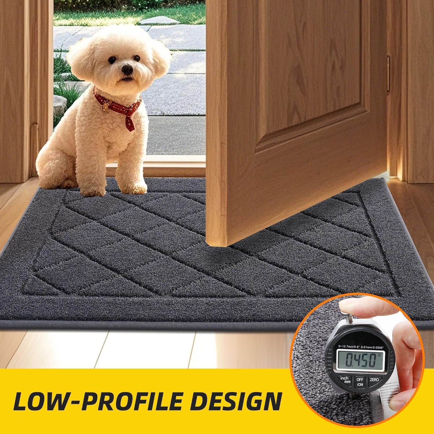 JSEI Dirt Trapper Door Mat 24"x36", Non-Slip Washable Entryway Mats, Dog Door Mat, Stain Resistant