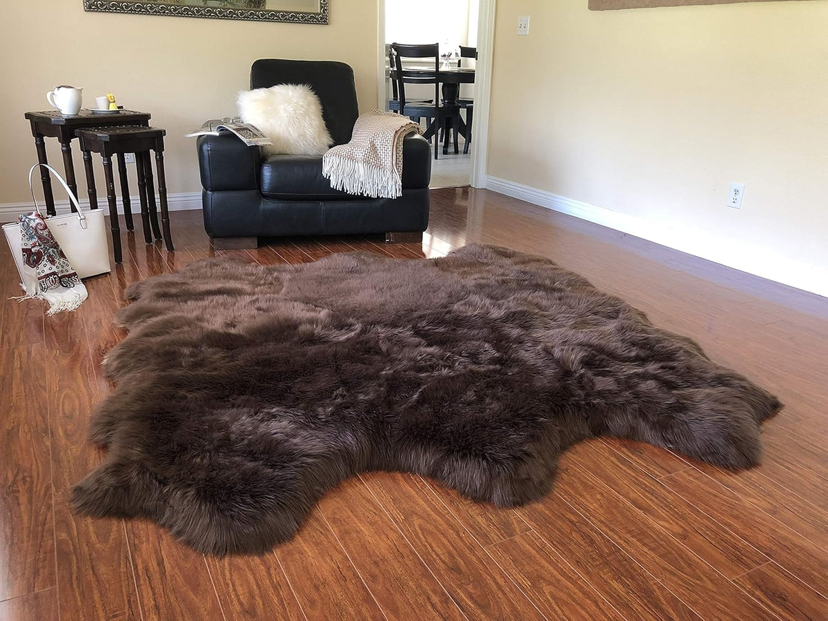LAMBZY Faux Sheepskin Hypoallergenic Free Shape Silky Shag Rug, Luxury Shaggy Silky Plush Carpet