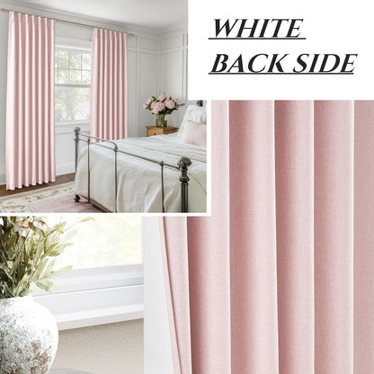 Baby Pink Modern Pinch Pleated Curtains & Drapes 84 Inch Length 2 Panels Set for Living Room