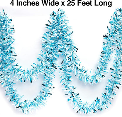 Anderson's Light Blue & White Sparkle Glitter Metallic Tinsel Twist for Trailer Or Golf Cart, 4