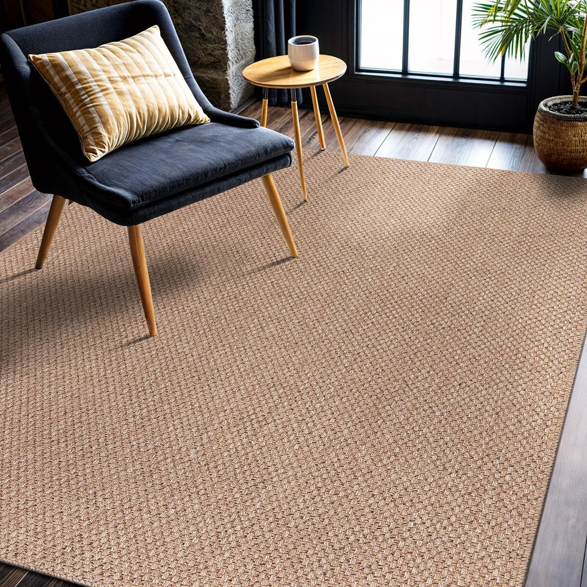 CAMILSON Easy Jute Rug 9x12, Large Indoor Outdoor Natural Color Farmhouse Area Rugs for Living Room