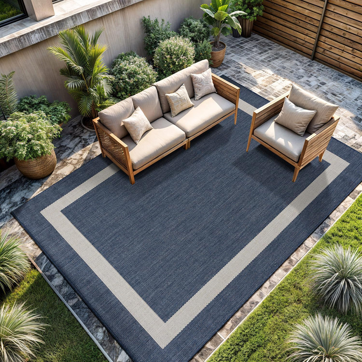 CAMILSON Outdoor Rug 9x12, Large Modern Outside Rugs for Patios Porches Waterproof Durable Washable