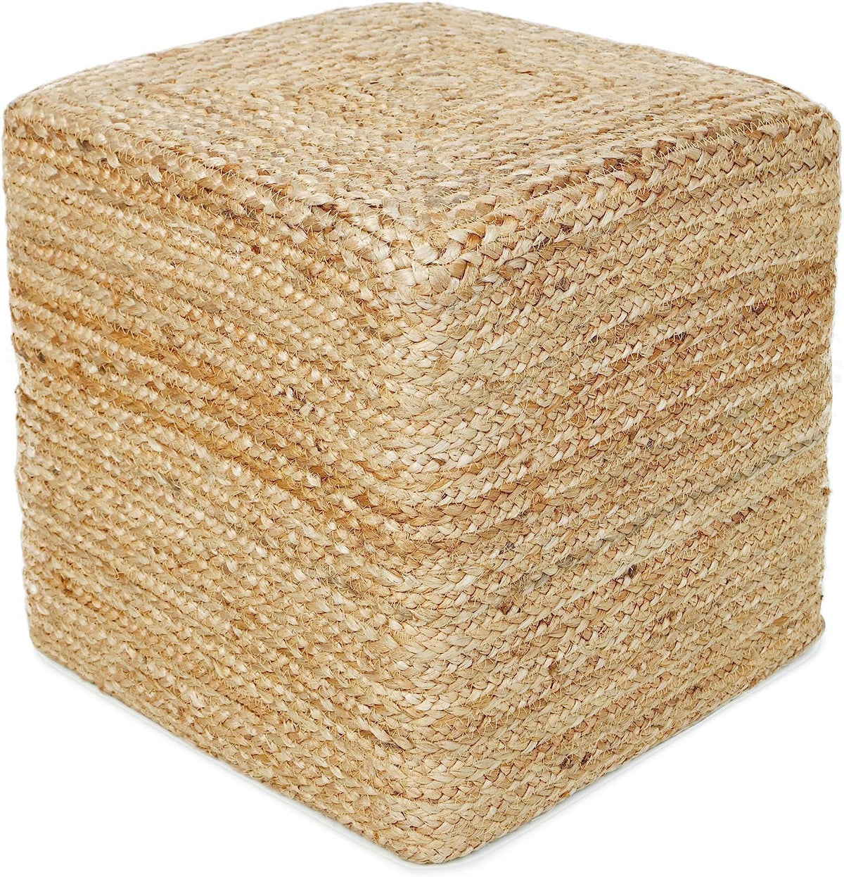 REDEARTH · Cube Pouf Foot Stool Ottoman - Jute Braided Pouffe Poof Accent Sitting - Set of 2