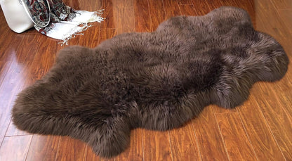 LAMBZY Faux Sheepskin Hypoallergenic Free Shape Silky Shag Rug, Luxury Shaggy Plush Carpet for