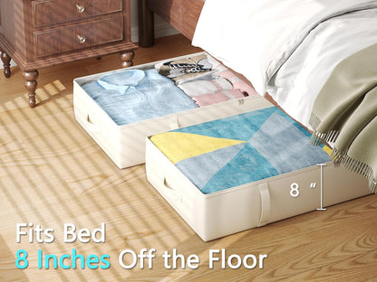 2-Pack Under Bed Storage Containers, 8 Inches Tall Underbed Clothes Storage Organizer Bin with