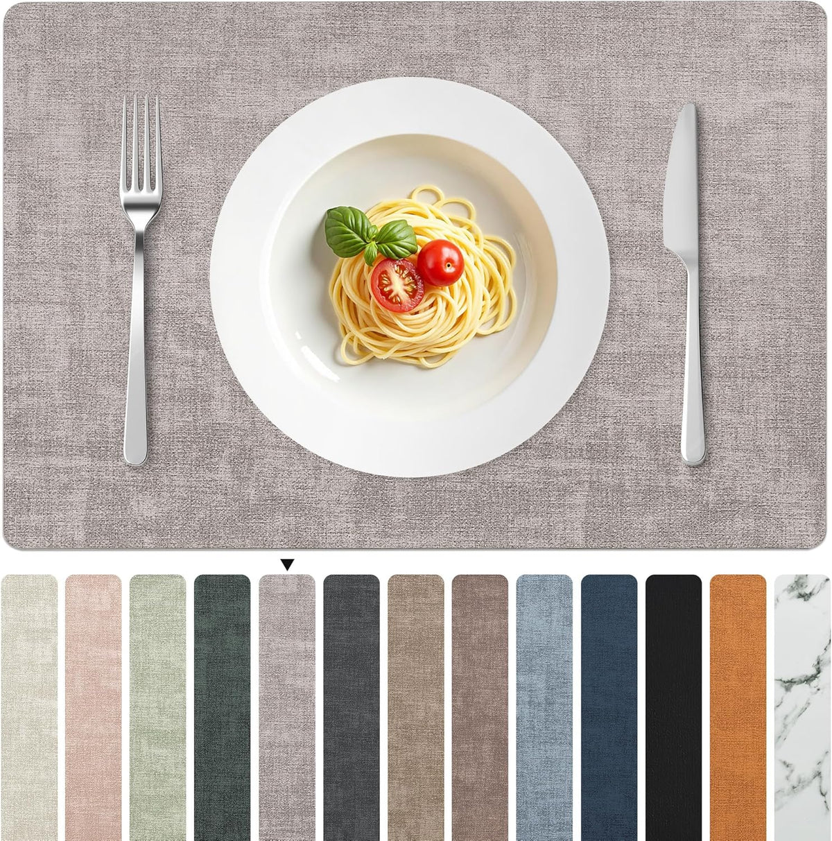 FROMHEART Faux Leather Placemats Set of 4–Waterproof,Heat/Oil Stain-Resistant PU Table