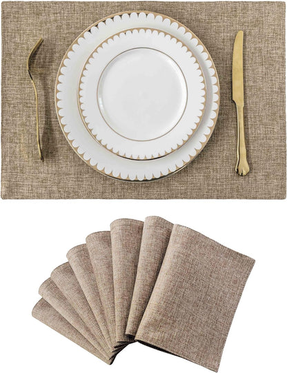 Home Brilliant Linen Placemats Set of 8 Heat Resistant Dining Table Cloth Place Mats Kitchen Table