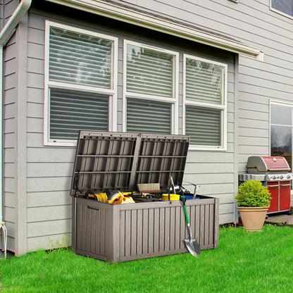 180 Gallon Lockable Resin Deck Box, Waterproof & UV-Resistant Outdoor Storage Box for Outdoor
