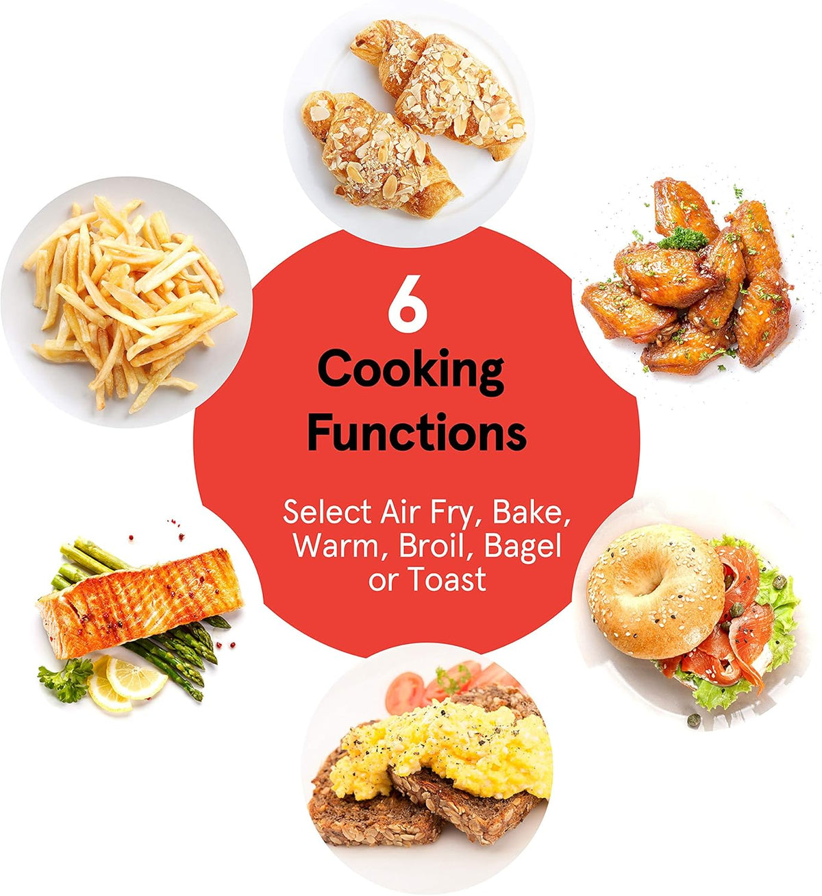 Gourmia GTF7350 6-in-1 Multi-function, Stainless Steel Air Fryer Oven - 6 Cooking Functions - Fry