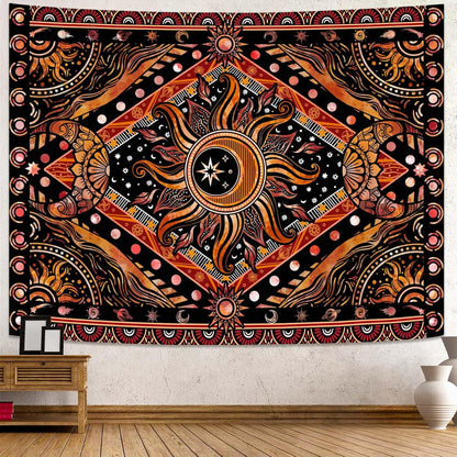 Lunerfex Hippie Sun and Moon Tapestry Bohemian Celestial Tapestry Aesthetic Tapestries for Bedroom