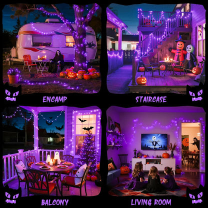 JMEXSUSS Purple Lights for Halloween Decorations, Purple Battery Operated Lights with Remote Indoor