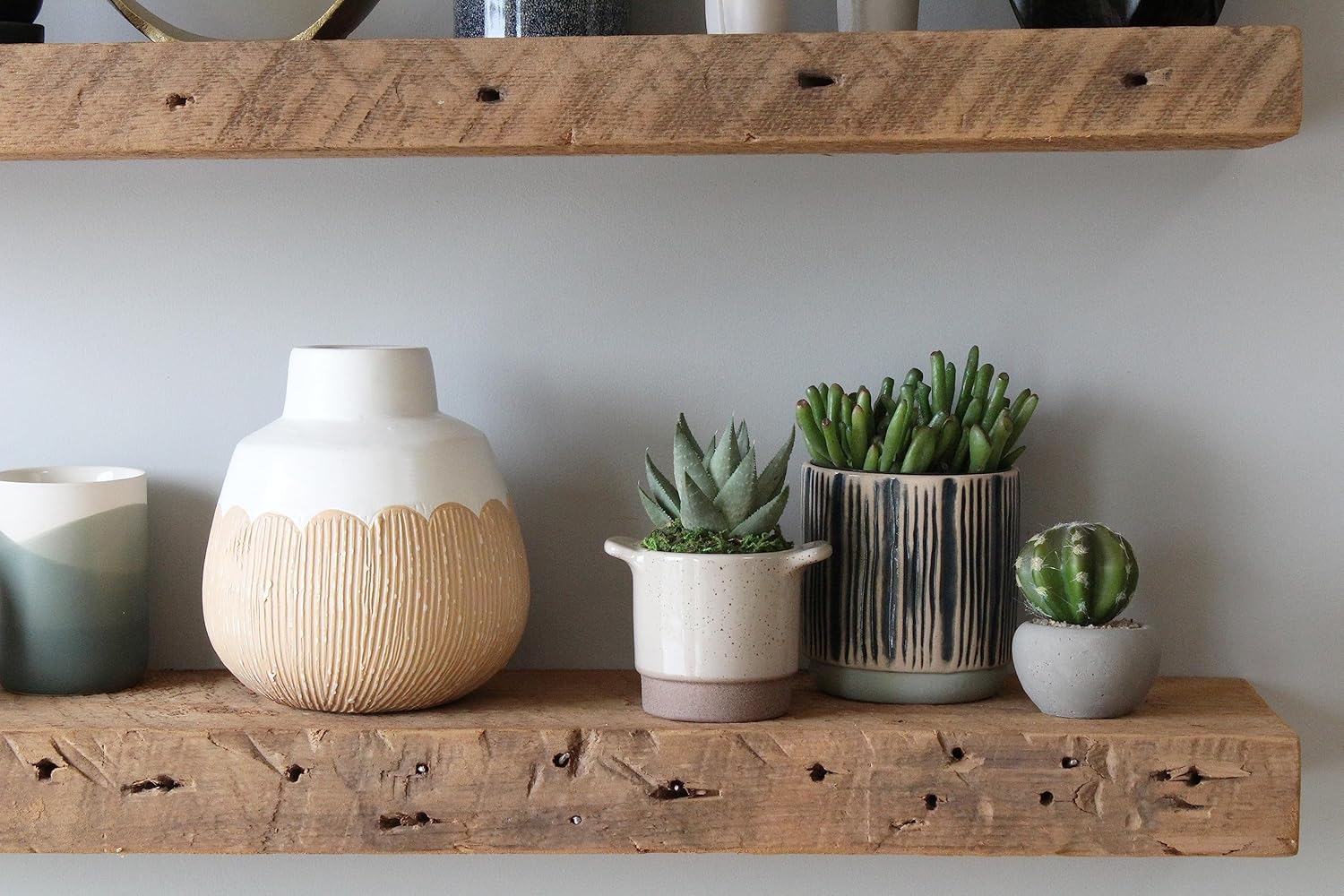 Urban Legacy Reclaimed Barnwood Planks | Floating Shelves for Wall w/Flush Mount Shelf Bracket Set