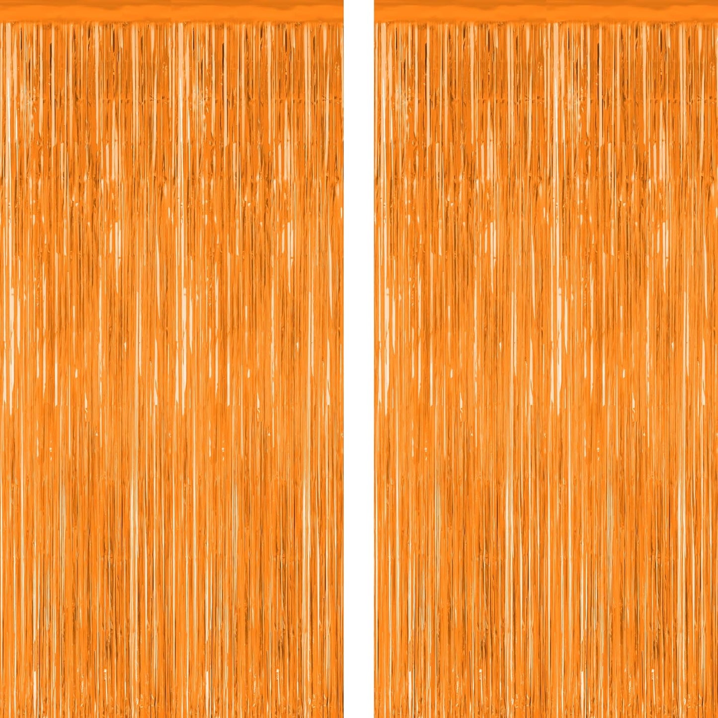 2 Pack Backdrop Curtains, 3.28 FT x 7.05 FT Orange Color Tinsel Backdrop, Metallic Party Streamer
