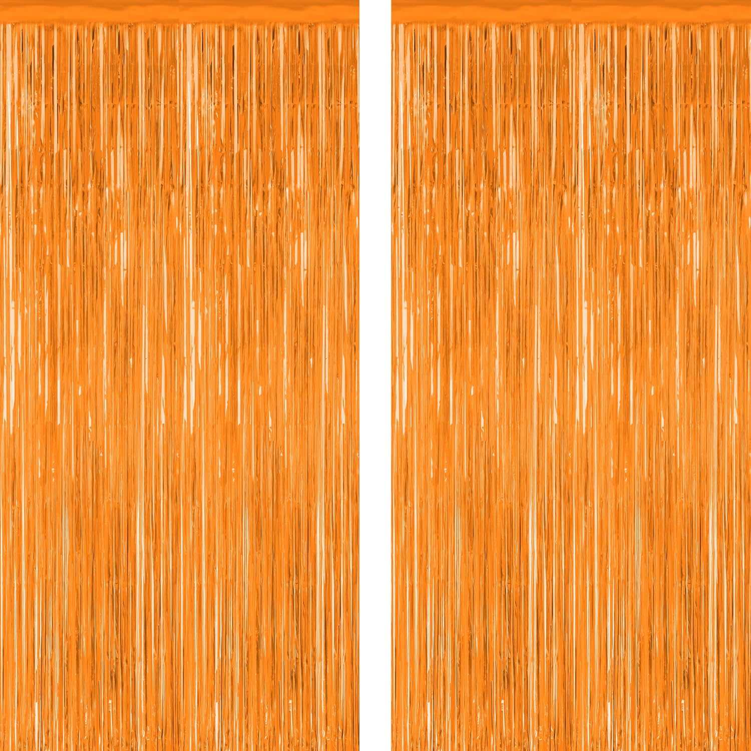 2 Pack Backdrop Curtains, 3.28 FT x 7.05 FT Orange Color Tinsel Backdrop, Metallic Party Streamer