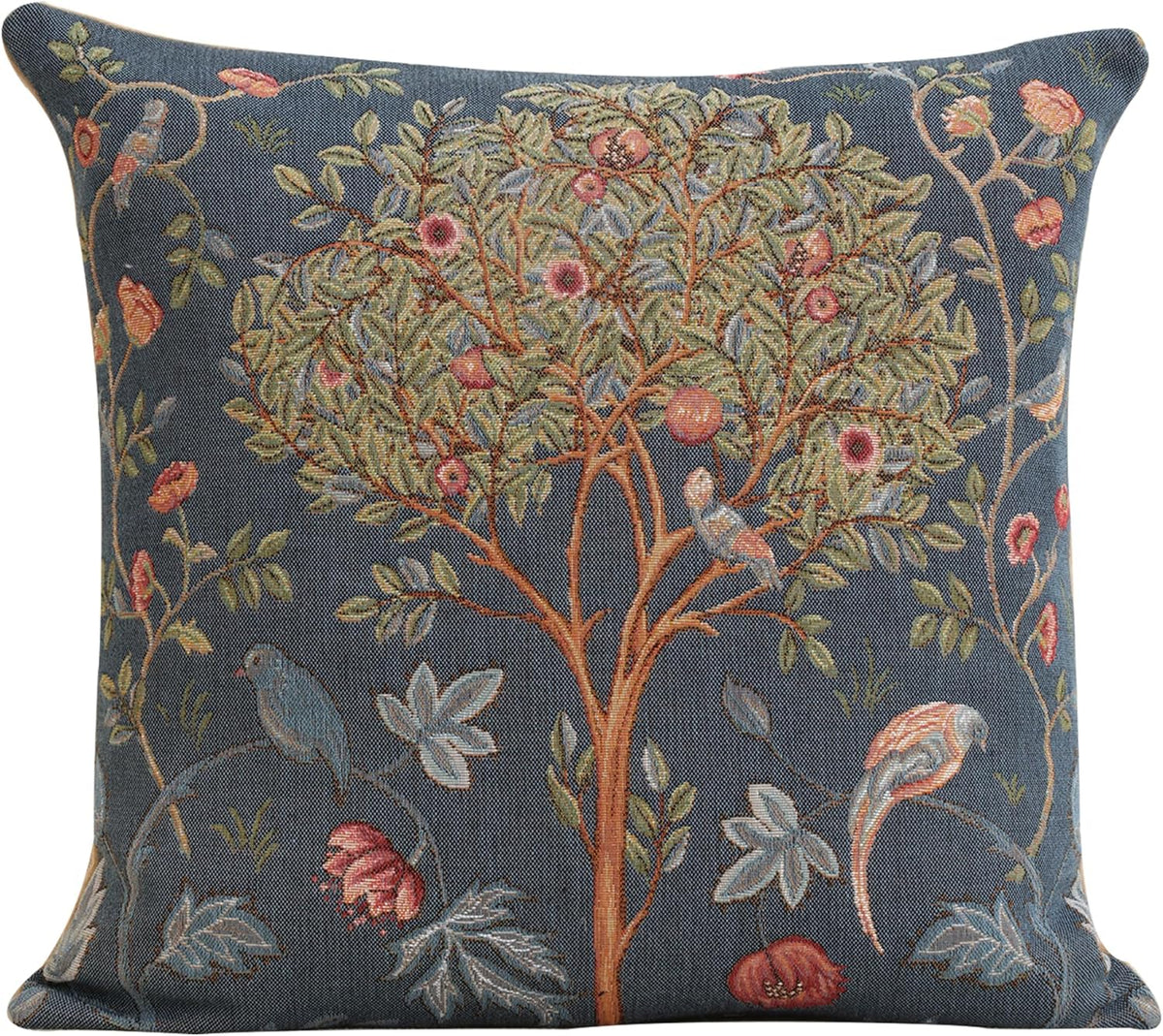 Charlotte Home Furnishings Decorative Tapestry Pillow Cover 19x19 in, Blue Kelmscott Couch Throw
