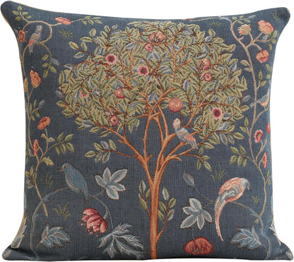 Charlotte Home Furnishings Decorative Tapestry Pillow Cover 19x19 in, Blue Kelmscott Couch Throw