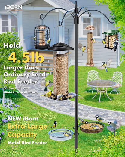 iBorn Metal Bird Feeder for Outside Hanging,Wild Bird Feeders for Cardinal,18cm Large