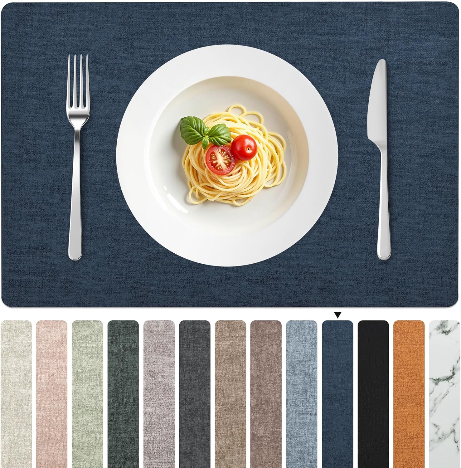 FROMHEART Faux Leather Placemats Set of 8–Waterproof,Heat/Oil Stain-Resistant PU Table