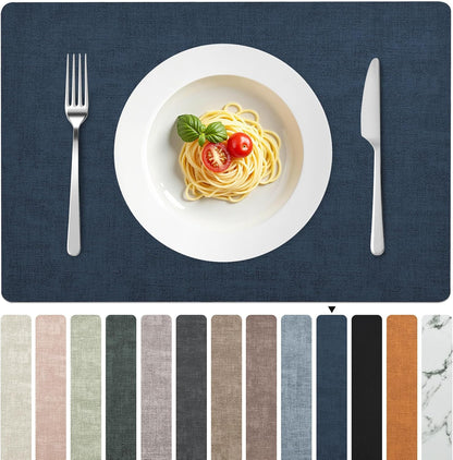 FROMHEART Faux Leather Placemats Set of 12–Waterproof,Heat/Oil Stain-Resistant PU Table