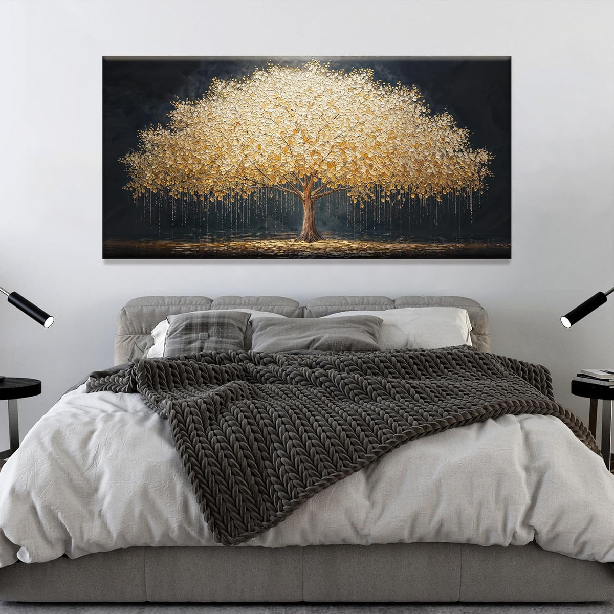 Tsomzxng Abstract Wall Art Gold Tree Of Life Artwork Canvas Art Wall Decor Painting Prints Gold