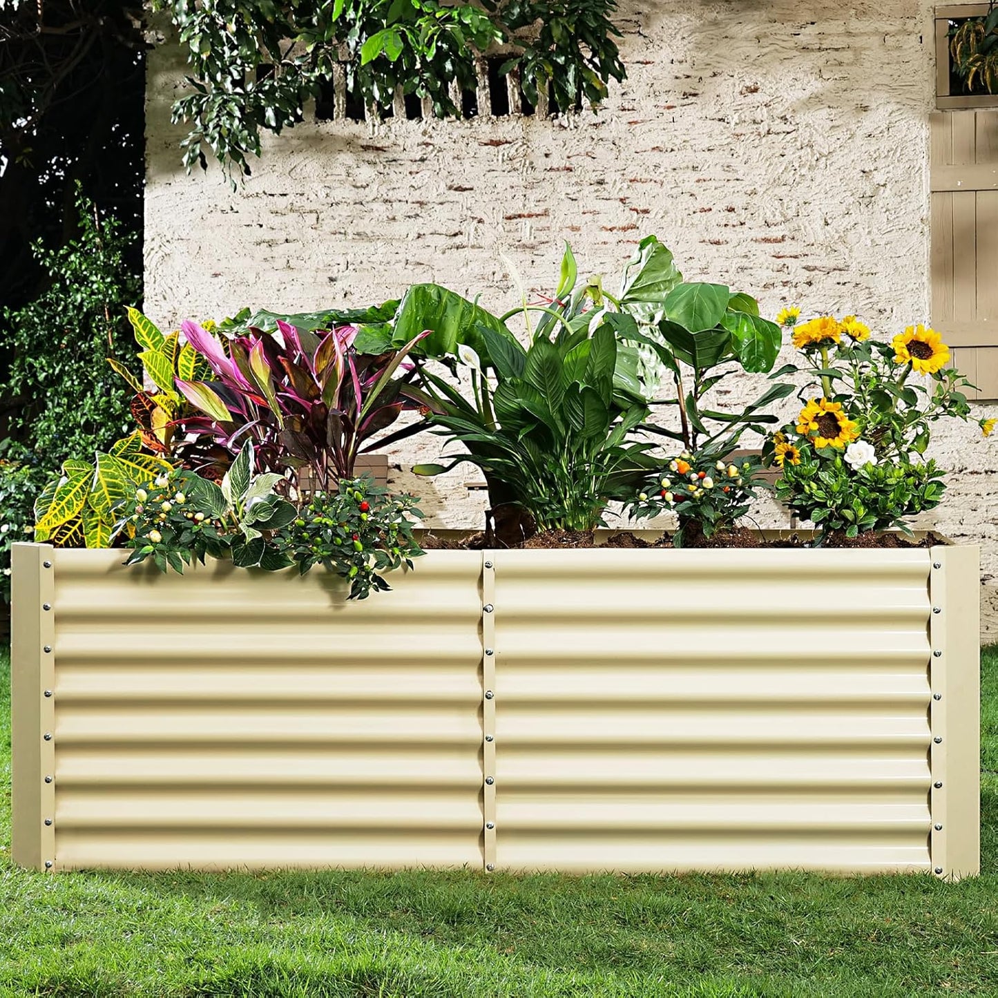 Land Guard 8×4×2ft Galvanized Raised Garden Bed, Planter Boxes Outdoor, Raised Garden Beds Outdoor