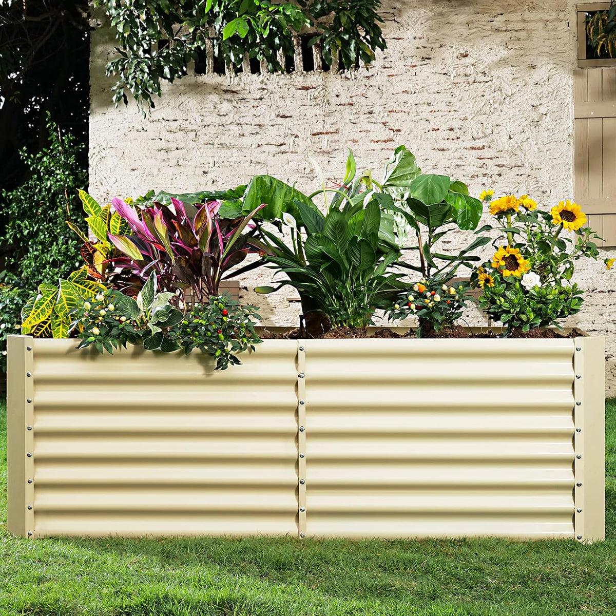 Land Guard 6x3x2ft Galvanized Raised Garden Bed, Planter Boxes Outdoor, Raised Garden Beds Outdoor