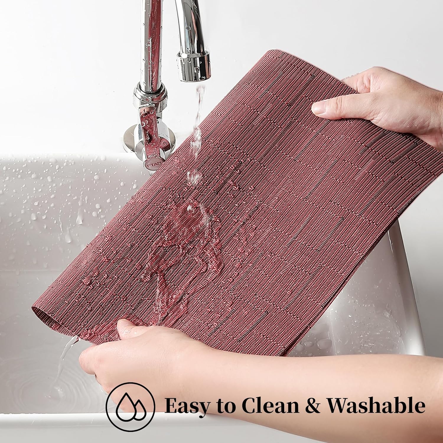 Leetaltree Burgundy Placemats Set of 8 - Heat Resistant Non-Slip Place mats for Dining Table